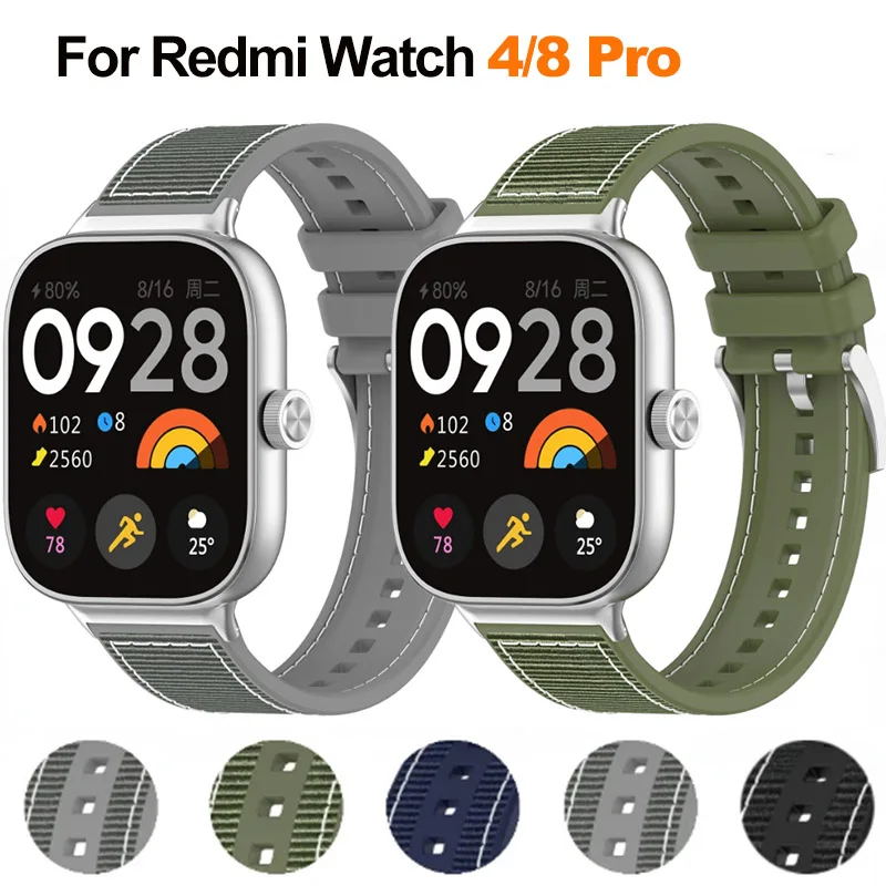 Correa de nailon trenzado de silicona para Redmi Watch 4, pulsera de repuesto Original oficial para Xiaomi Mi Band 8 Pro, accesorios de cinturón