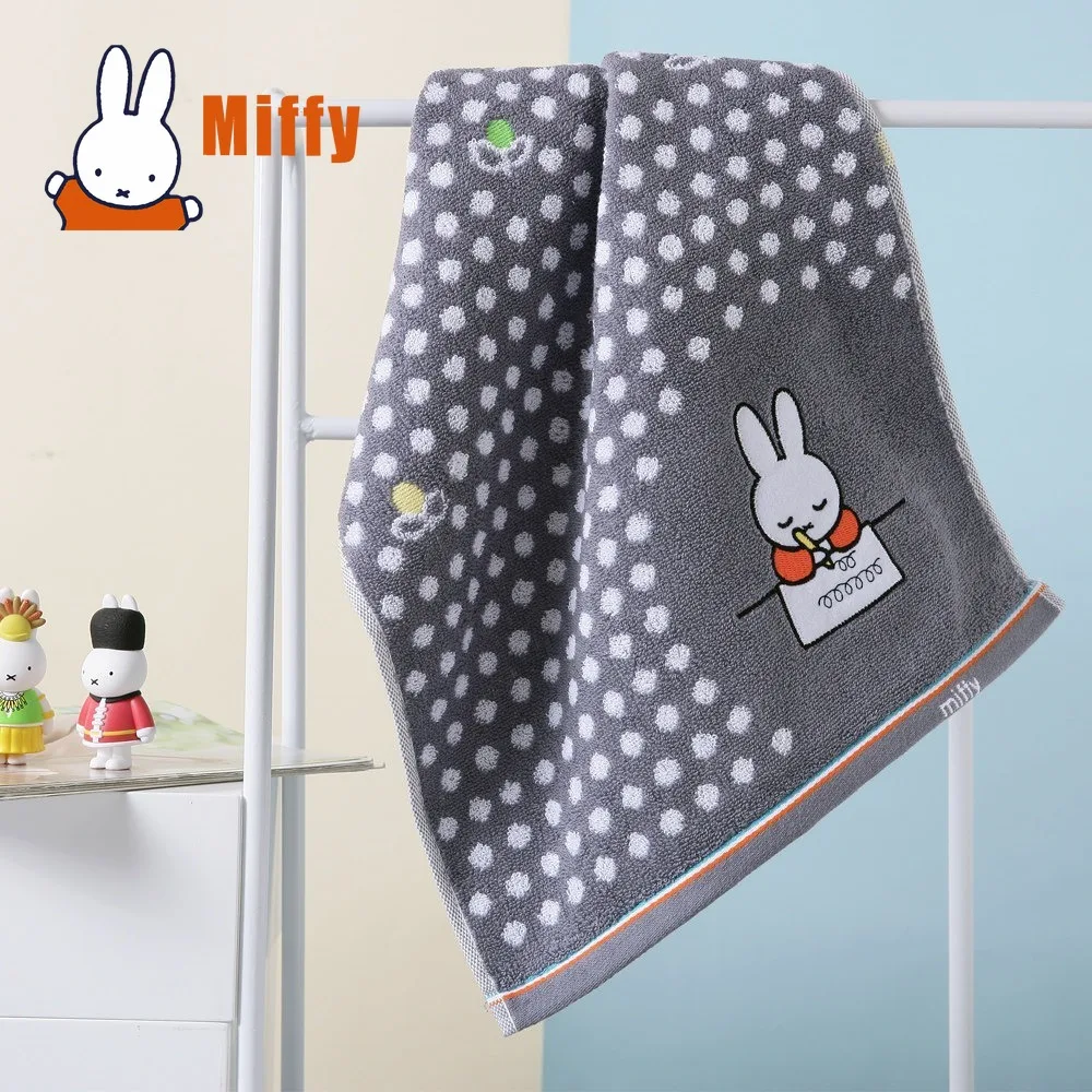 Kawaii Miffy Baumwoll-Badetuch Niedliches Hasen-Waschlappen Handtücher Weiche Polka-Dot Jacquard Applikation Badezimmer Reise Tägliches Geschenk