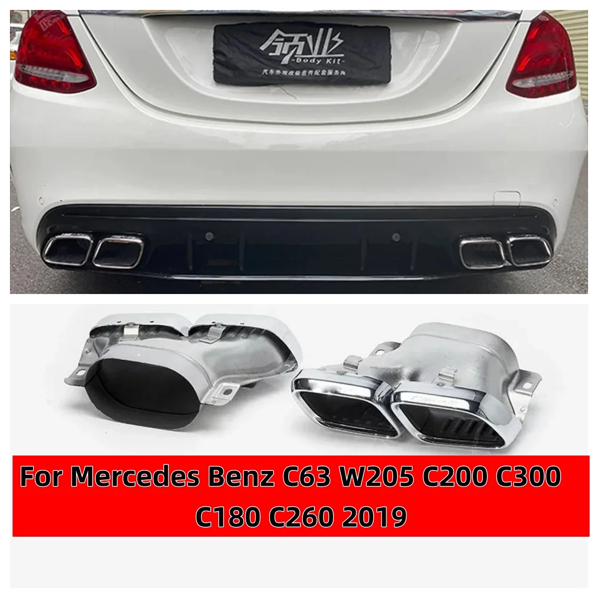 1 Pair auto parts Exhaust Tip Muffler Tips For Mercedes Benz C63 W205 C200 C300 C180 C260 2019 end pipe exhaust