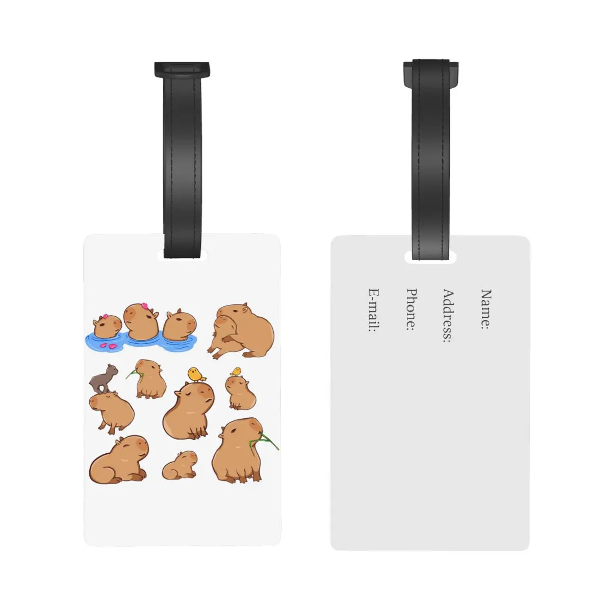 Capybara Pattern Luggage Tags Suitcase Accessories Travel PVC Fashion Baggage Boarding Tag Portable Label Holder ID Name Address