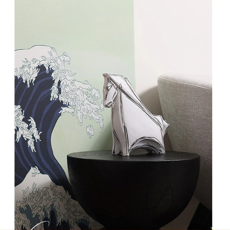 

Wabi Sword Wind Sketch Abstract Hand Painted Pony Ceramic Desktop Ornament, Living Room Entrance Home Decoration