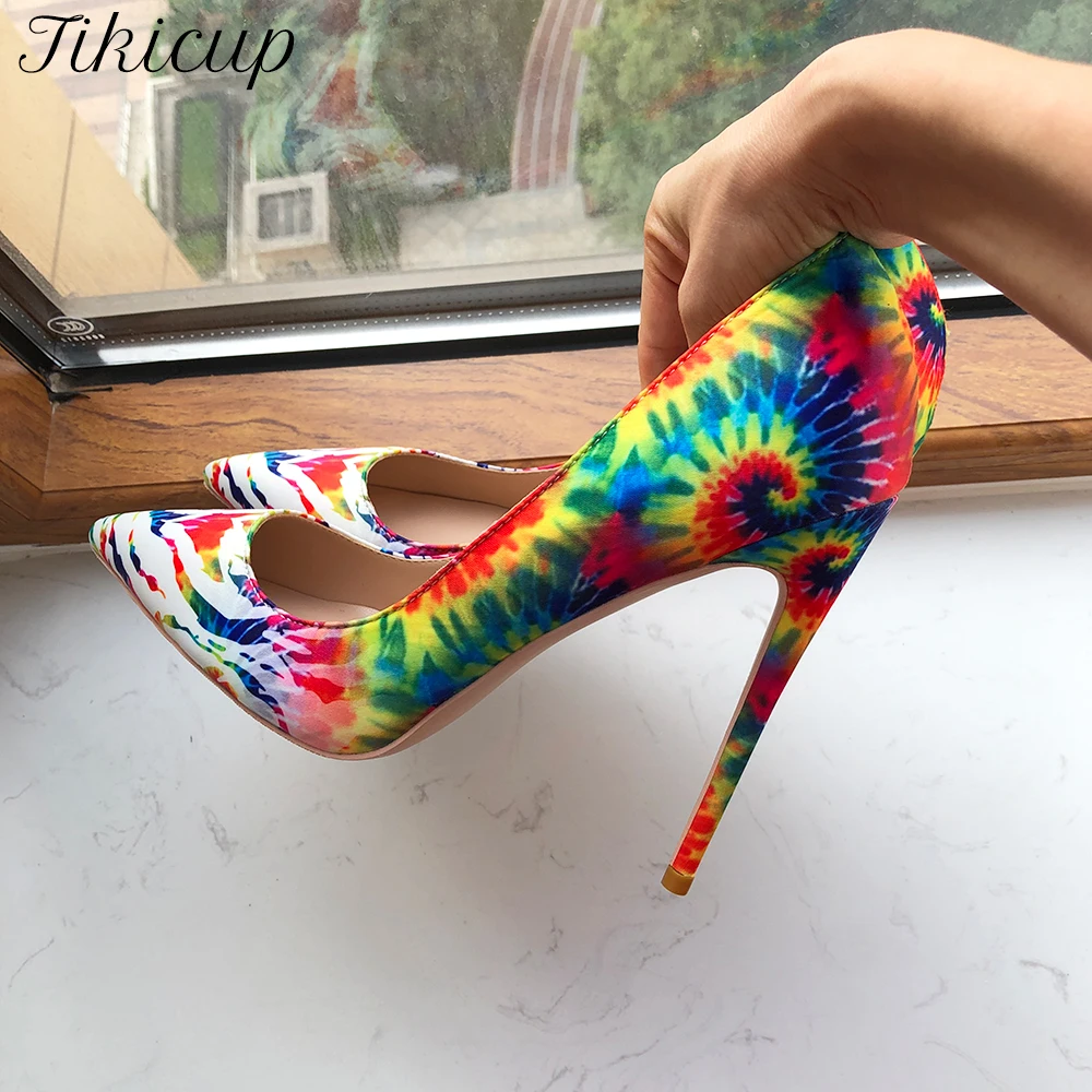 

Tikicup New Arrival Women's Rainbow Tie Dye Stiletto Heels Pointed Toe High Heel Pumps,Trendy Party & Night Out Fashion Shoes