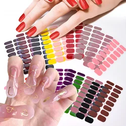 DIY Semi Cured UV Gel Paste Nail Stickers 16Tips Long-Lasting Solid Color Nail Strips Patch Sliders Decals UV Lamp Cured Sticker