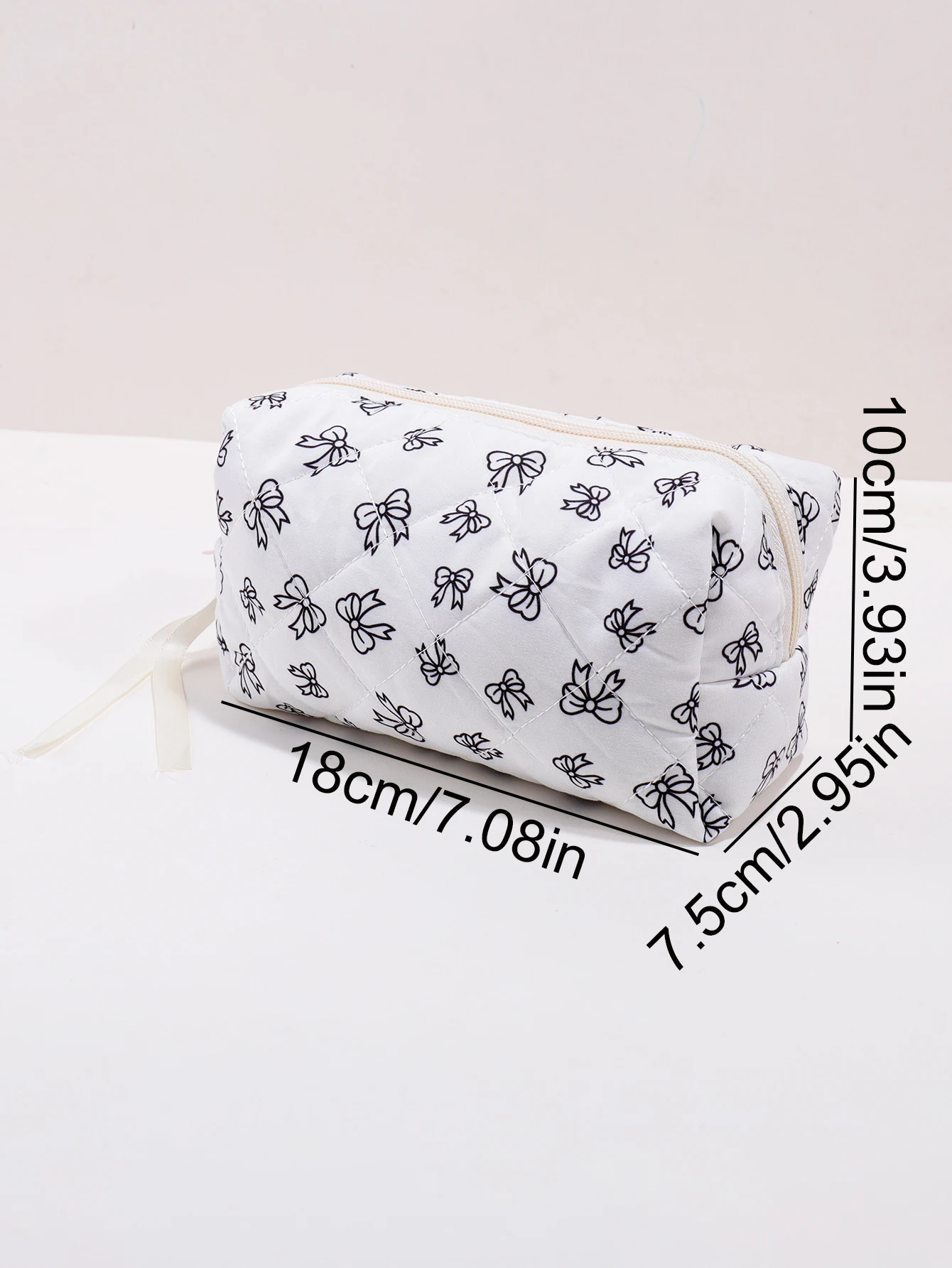 Schöne Kosmetiktasche mit Schleifenmuster, Hochwertiges Design, Outdoor-Reisetasche, Niedliche Große Tragbare Toilettentasche – Detail 2