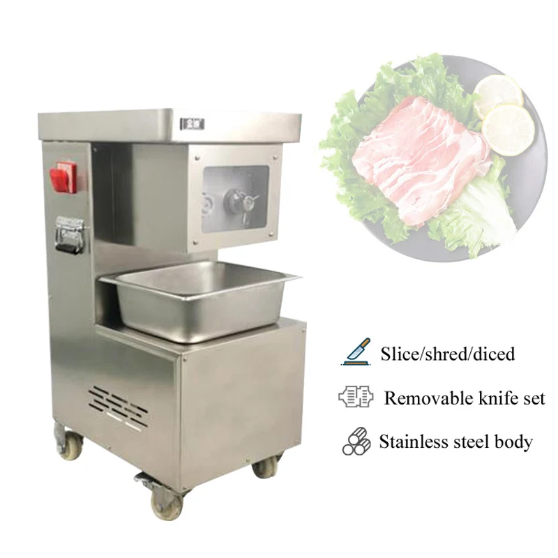 Vertical 2200W Electric Stainless Steel Fresh Meat Cutter Meat Processing Equipment For Restaurant Canteen Meat Slicer