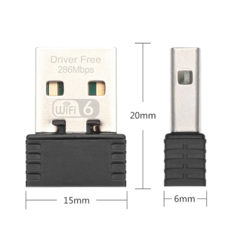 محول واي فاي لاسلكي 6 802.11Ax بطاقة شبكة USB للسائق المجاني لـ Win7/10/11 مستقبل واي فاي صغير للكمبيوتر