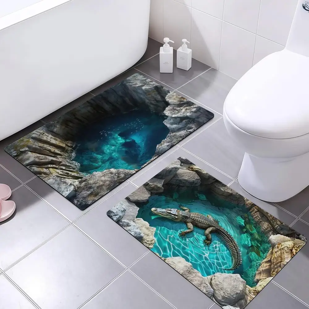 

Floor Mat Bathroom Bottomless pit 3D trap Soft Diatomaceous Mud FloorMat Bathroom Absorbent Mat,Bedroom Mat