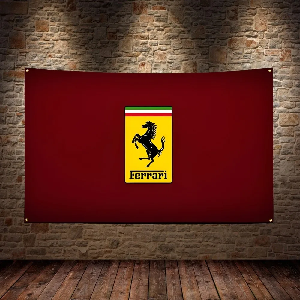 L-Luxury Car F-Ferraris  Flag Polyester Printed Car Flags for Room Garage Decor Outdoor camping