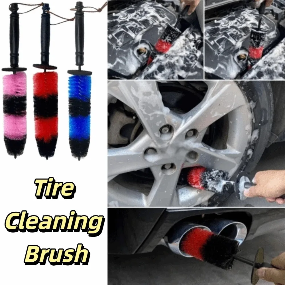 Long Handle Auto Wheel Cleaning Brush Detailing Design Soft Bristles Rim Tire Detailing Brush Soft Cleaning Extended Handle