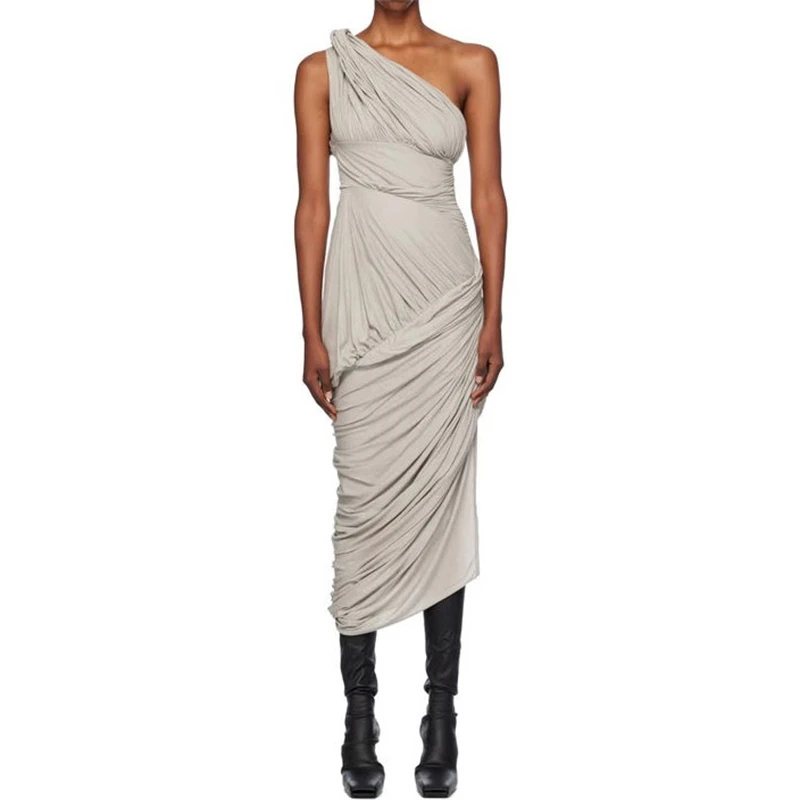 The new summer women's off-the-shoulder structure drape and slim dress y2k is a high-quality fashionable and sexy casual dress