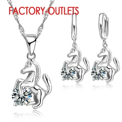 925 Sterling Silver Pendant Necklaces Earrings Set Trendy Fashion Jewelry Crystal Female Party Engagement Decoration Wholesale