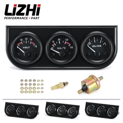 LIZHI RACING-52mm Electrial Triple Kit(Voltmeter+oil Temp Gauge+Oil Pressure Gauge)Sensor Temperature Or Water Temperature Gauge