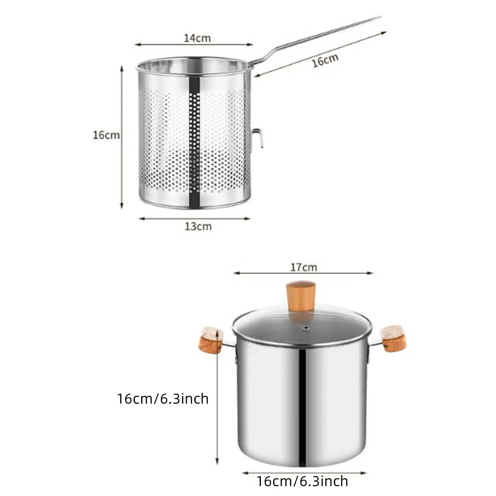 Frigideira de aço inoxidável mini fritadeira cesta kit cozinha frigideira para casa restaurante