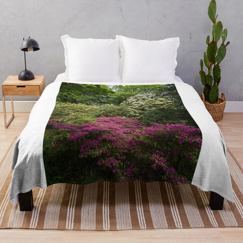 English Woodland - Rhododendron shrubs Throw Blanket Beautifuls for sofa Blankets