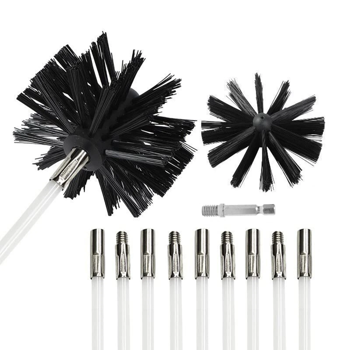 Flexible Chimney Sweep Set Flue Sweeping Brush & Rod Kit Soot Cleaning Rods Nylon Brush Cleaning Tool Kit