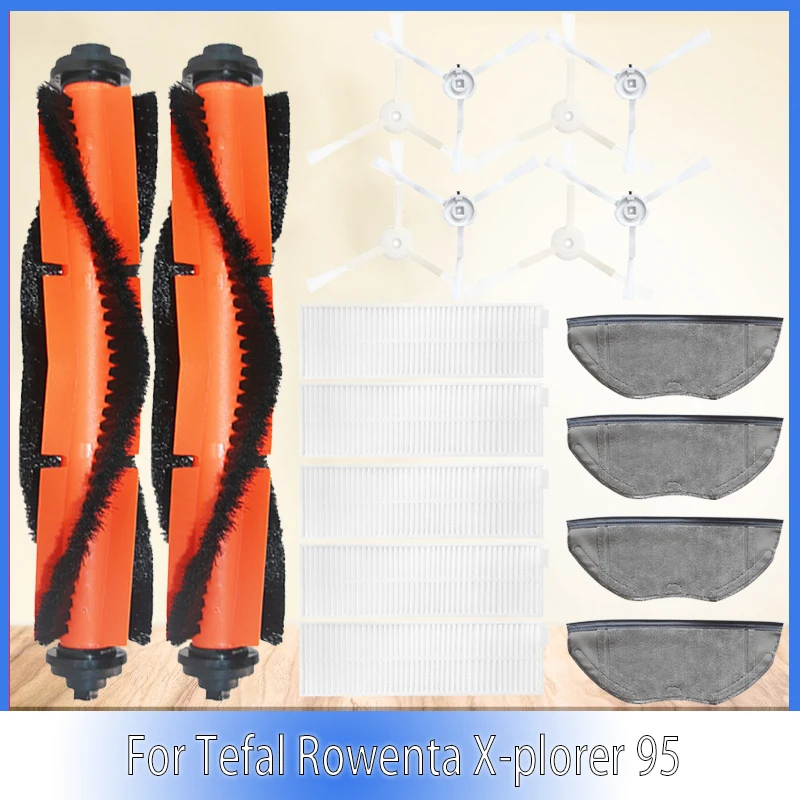 Peças sobresselentes do mop do filtro do lado principal da escova hepa para tefal rowenta x-plorer serie 95 rg7975wh rg7987 acessórios do aspirador do robô