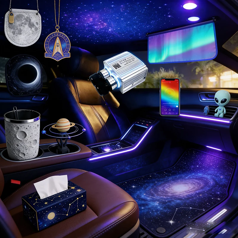 

Cable Starry Twinkle Fiber engine Effect Ceiling Double Heads Lights car room lamp Optic Lighting APP good RF Music control