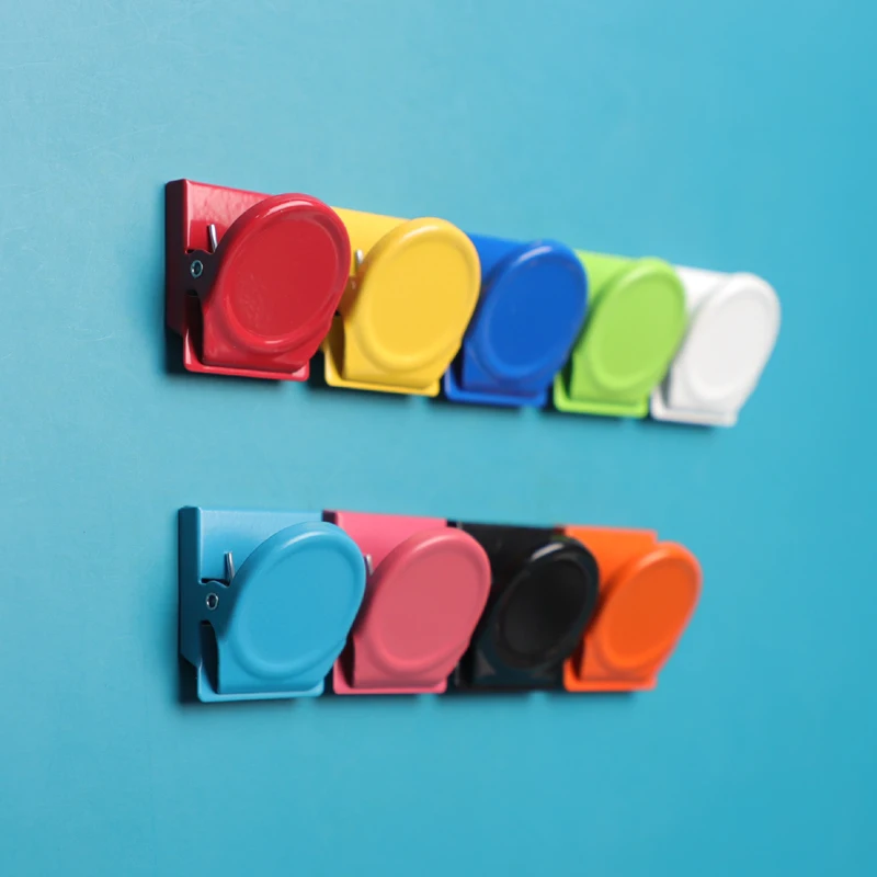 Ins Style Color Refrigerator Magnet Candy Color Memo Clip Metal Message Clip Multi-functional Storage Clip Random Three-pack