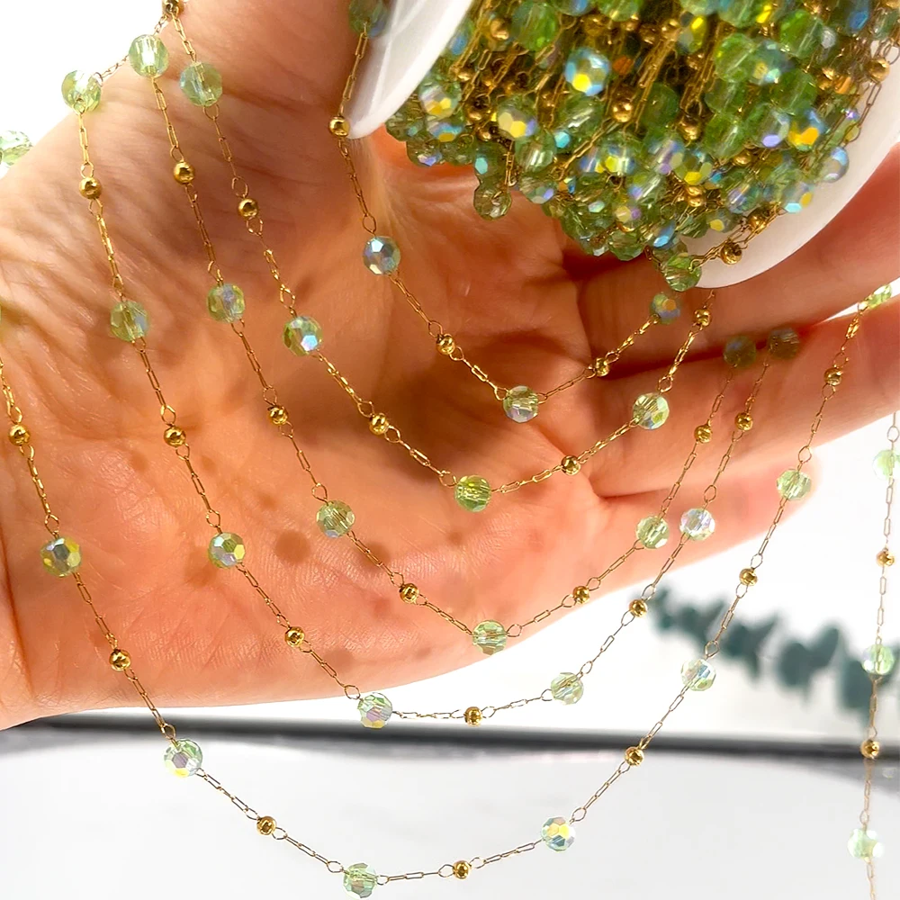 0.5 متر 1 متر الفولاذ المقاوم للصدأ الزجاج الملون مطرز سلسلة ل عقد دي اي واي سوار صنع المجوهرات الملحقات #3