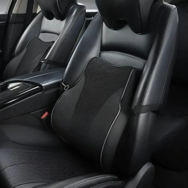 Memory Foam Car Lumbar Support Cushion for Driver Seat Ergonomic Breathable Back Pain Relief Pillow Interior Accessories