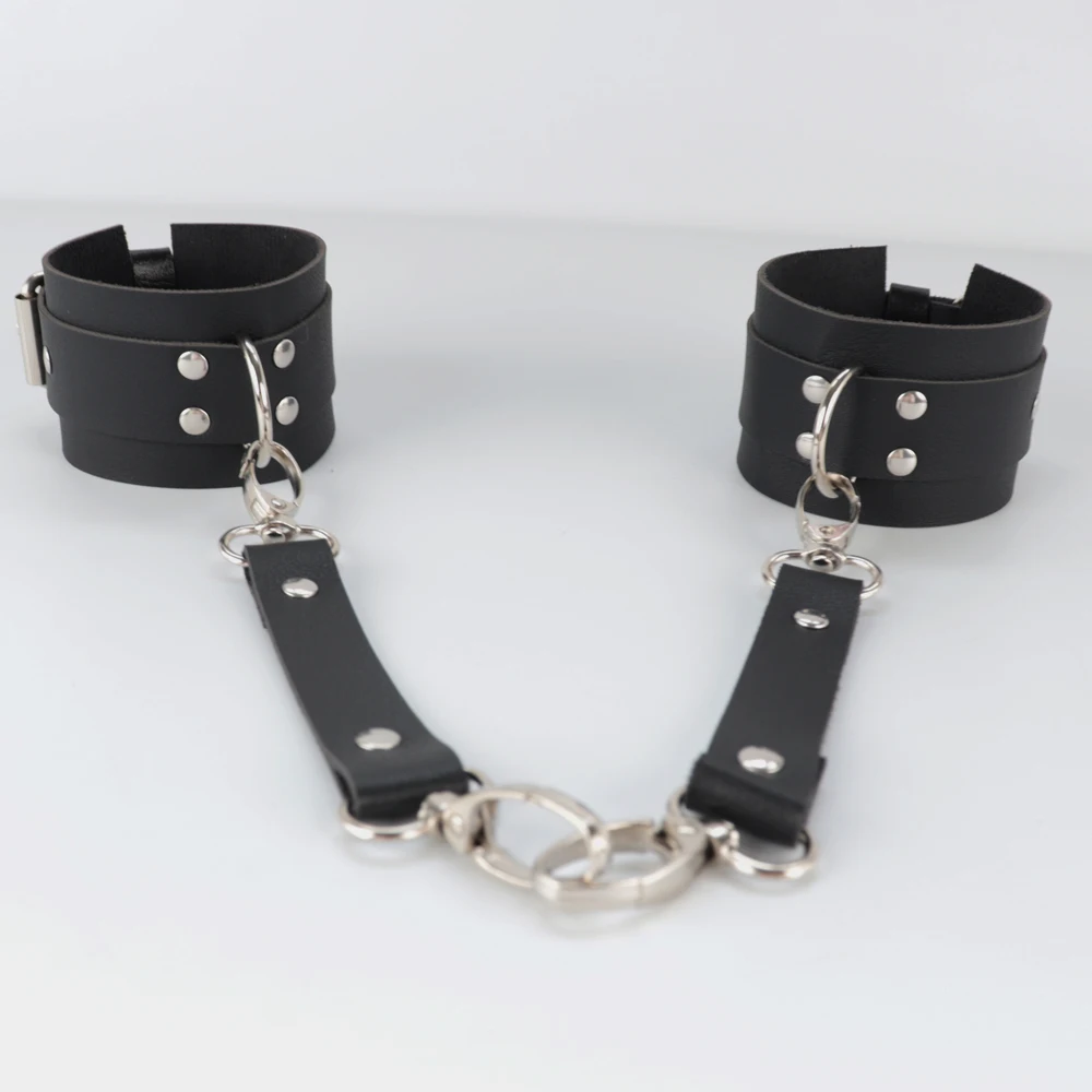 UYEE 2PCS Harness Bondage Bracelets For Women PU Leather Handcuffs Fetish Lingerie Adult Games Couples Festival Accessories Rave