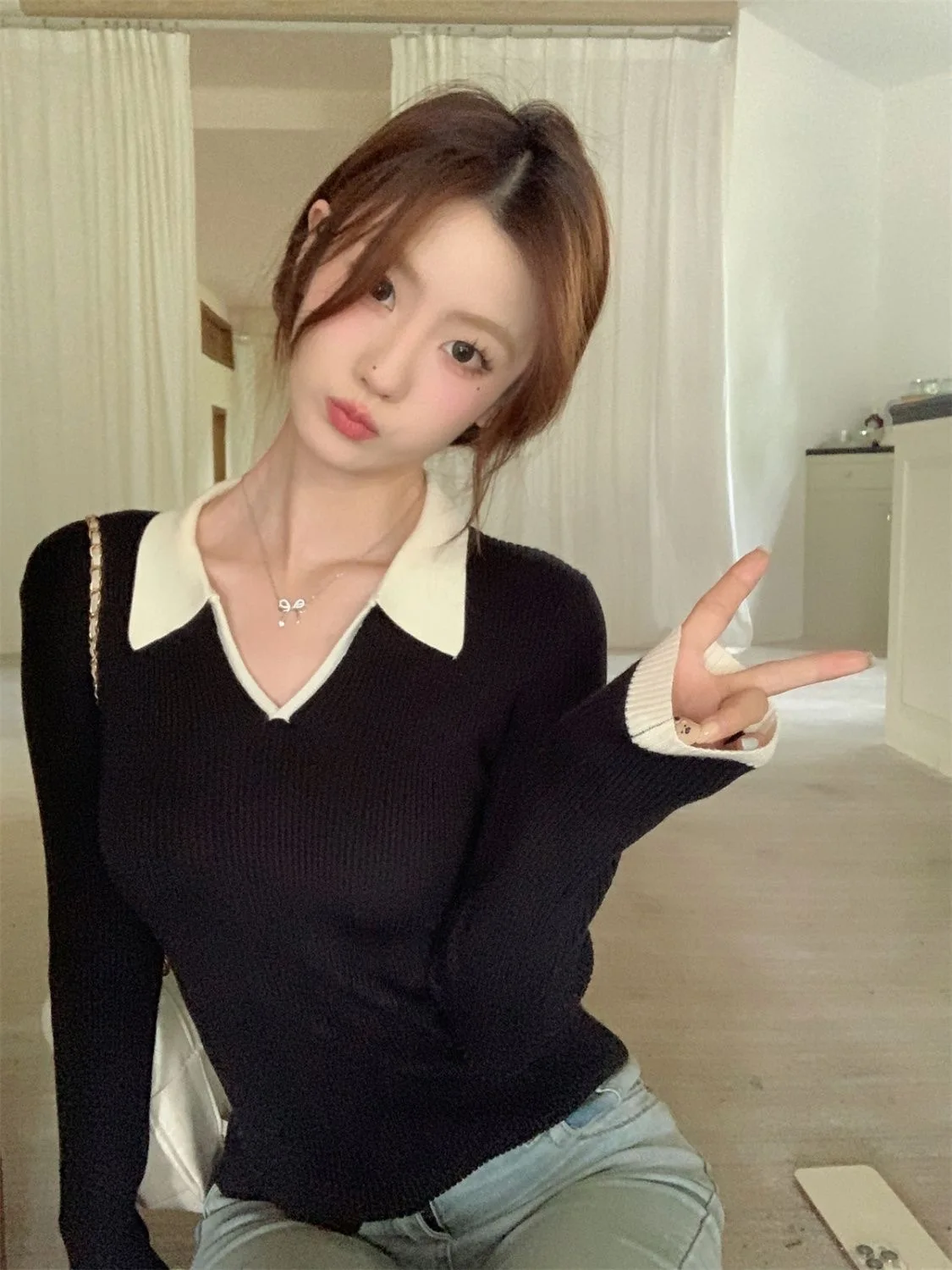 Pullover, Pullover, Damenoberteile, Damenoberteile, 2025, Kaschmir, sportlich, gerippt, Bündchen, H-Typ, gerade, modern, professionell, High-Street-Elastizität