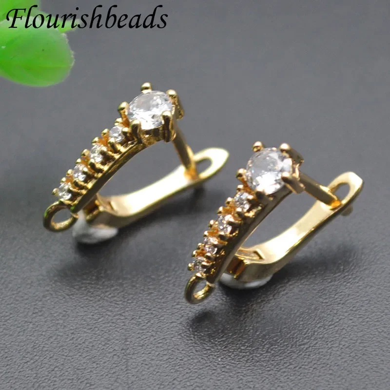 Popular Style Nickle Free Color Remain Big CZ Paved Shvenzy Earring Clasps Jewelry Findings 30pc Per Lot