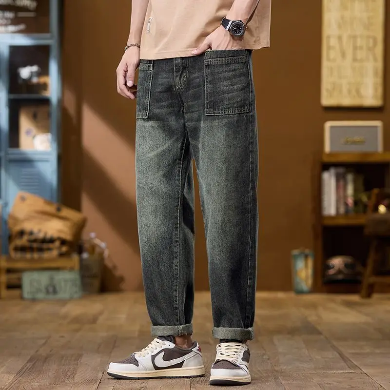 

2025 Summer Casual Men Jeans Loose Straight Leg Long Trousers