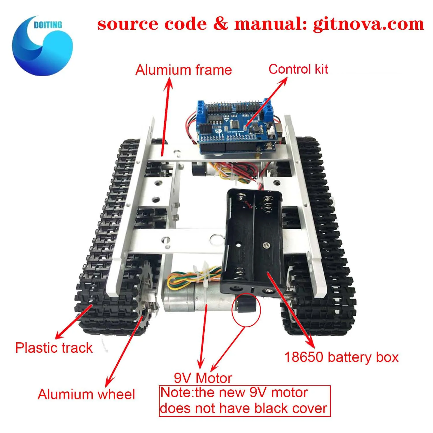 T100 RC Metal WiFi Robot Tank Car Chassis controllato da Android iOS Phone withNodemcu ESP8266 + Kit scheda motorizzata