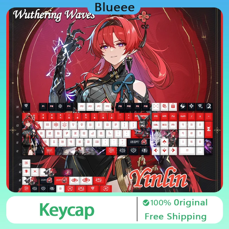 

Wuthering Waves Key Caps Changli Yinlin PBT Keycap Cherry Profile Thermal Sublimation Key Cap 128 Keys/set Cartoon Anime Game