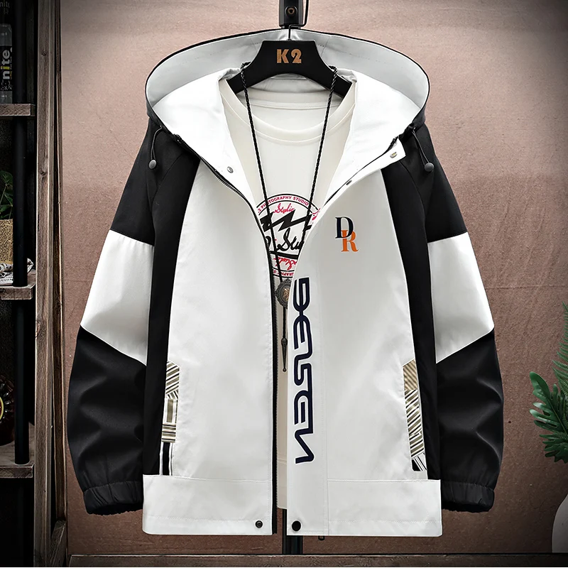 Windbreaker Y2k Men Polyester Regular Zipper Casual Jackets 2024 Spring Autumn Color Block Fashion Man Surprise Price