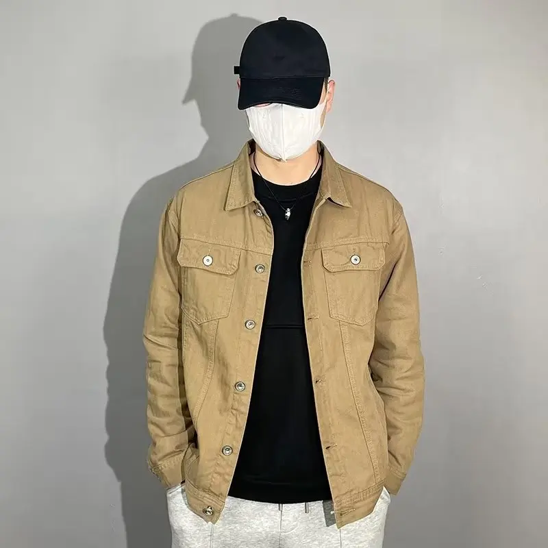 

Хлопковая рабочая куртка в стиле ретро, мужская модная верхняя одежда, весенне-осенняя мужская куртка из чистого хлопка, модная рабочая одежда, пальто
