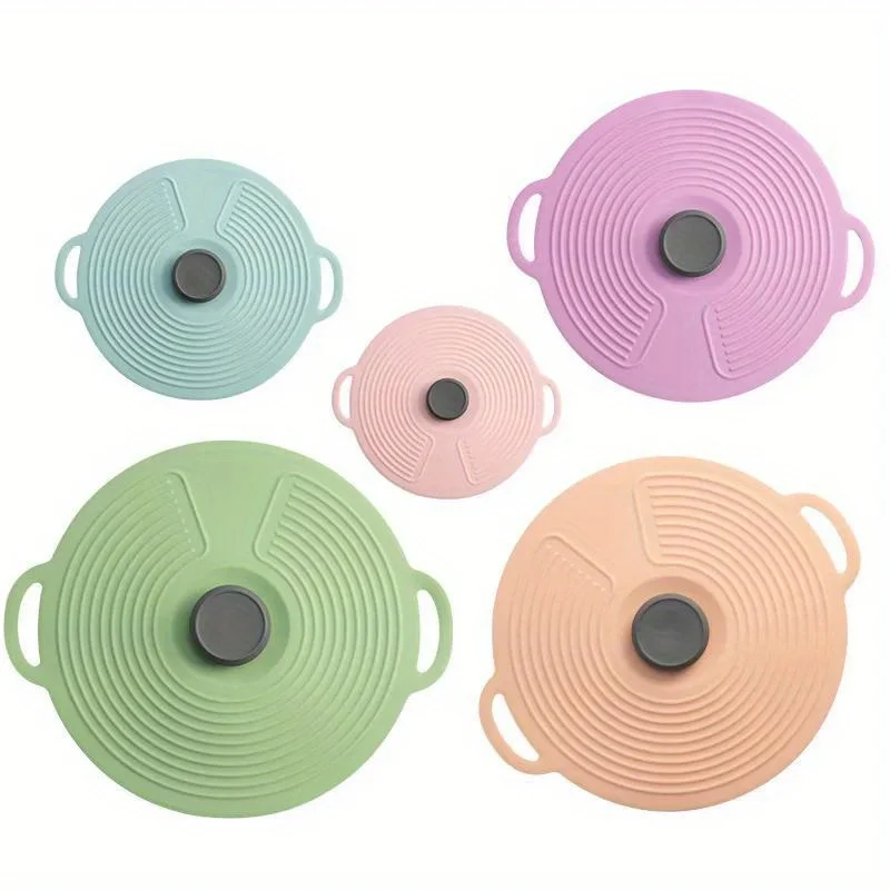 3pcs/set,Silicone Fresh-Keeping Cover,Heat Resistant Microwave Splatter Cover,Leak Proof and Dust-Proof Silicone Pot Cover