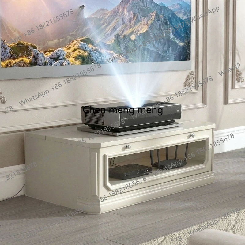 All solid wood American retro cream style European telescopic laser TV special TV cabinet can be customized
