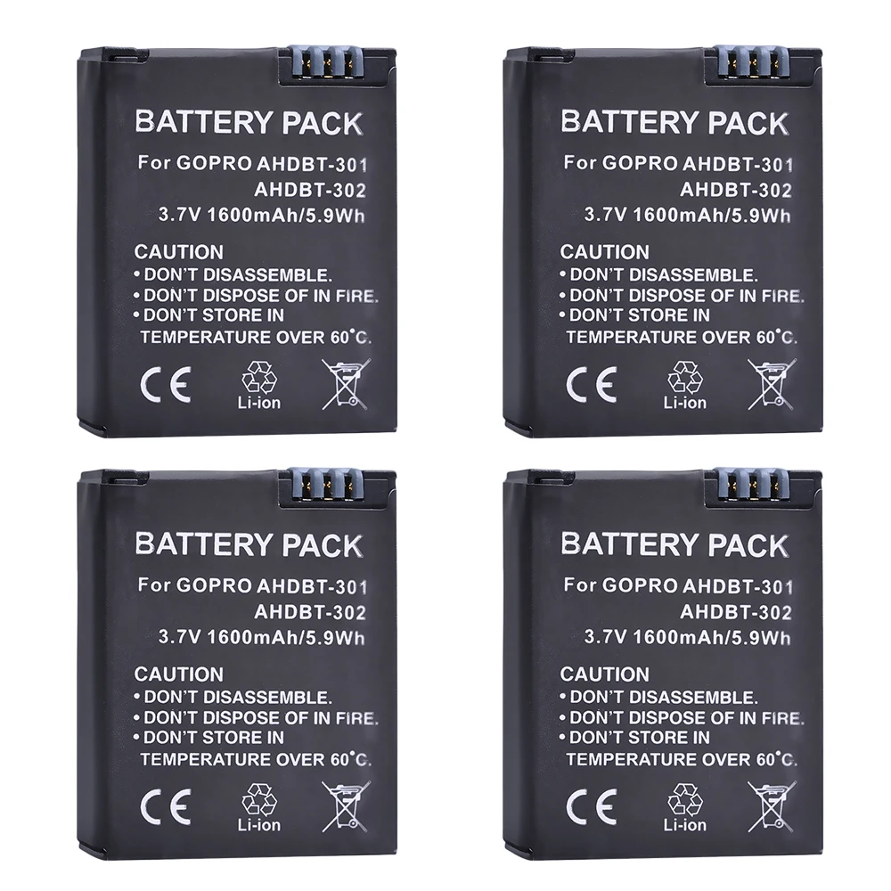 1600mAh HERO3 Battery for GOPRO HERO 3 Camera AHDBT-302 AHDBT-301 AHDBT-201 Replacement Batteries