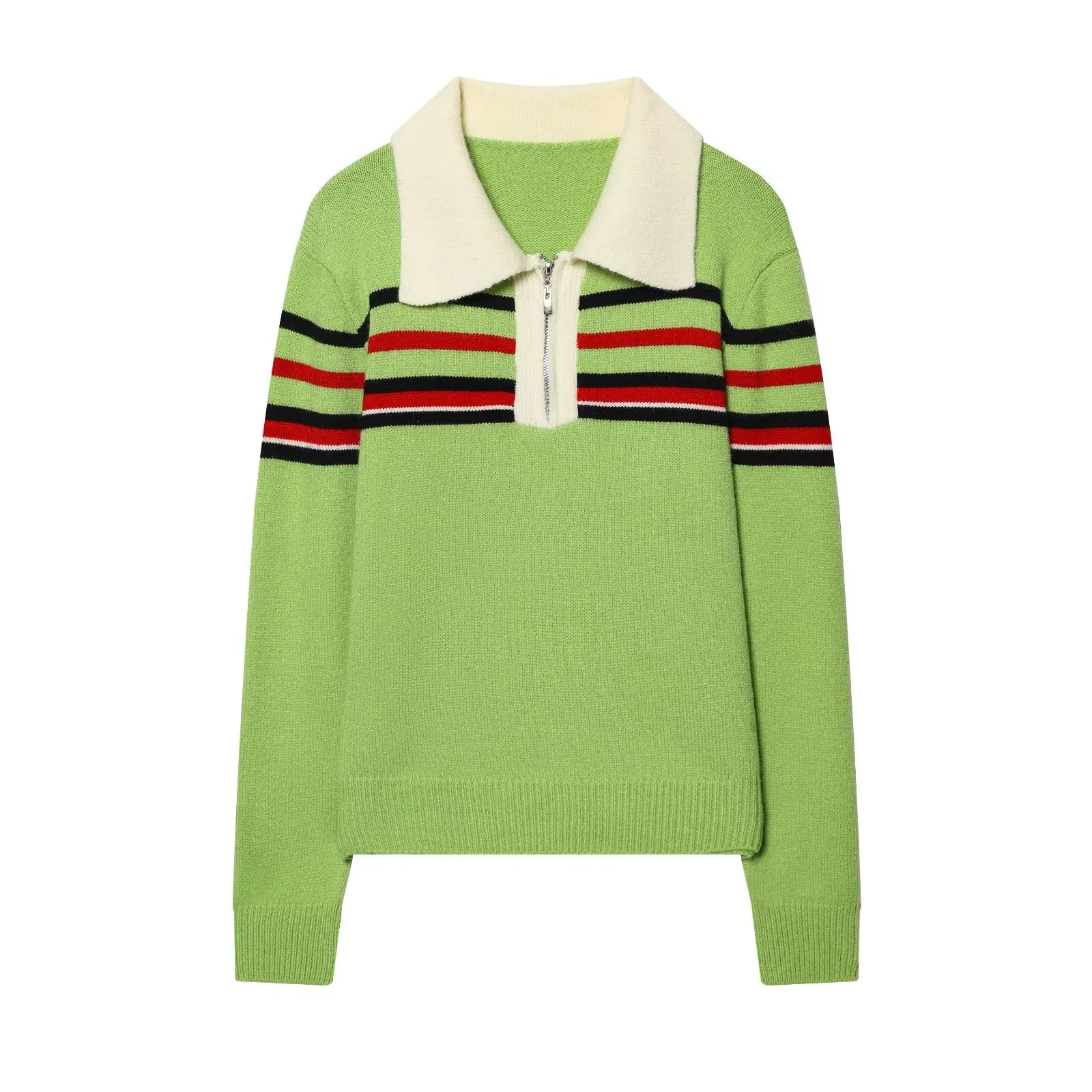 Fashionable casual POLO zip-neck knit sweater   Y7BX