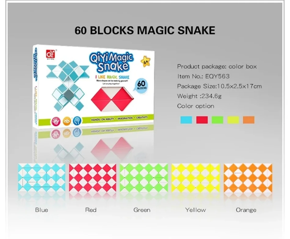 QIYI-Cubes de vitesse serpent pour enfants, 60 segments, puzzle, jouets éducatifs, cadeaux d'anniversaire