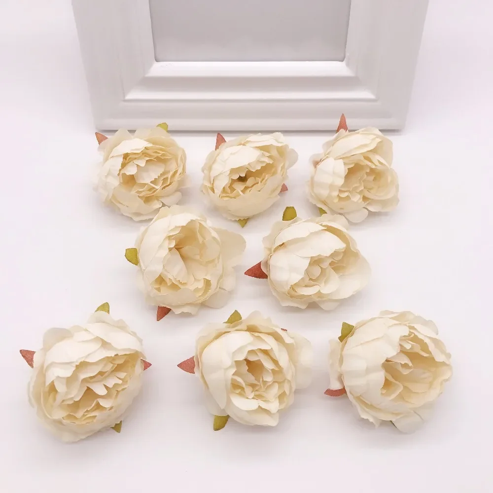 5pcs/lot 5cm High Quality Peony Flower Head Silk Artificial Flower Wedding Decoration DIY Garland Craft Flower