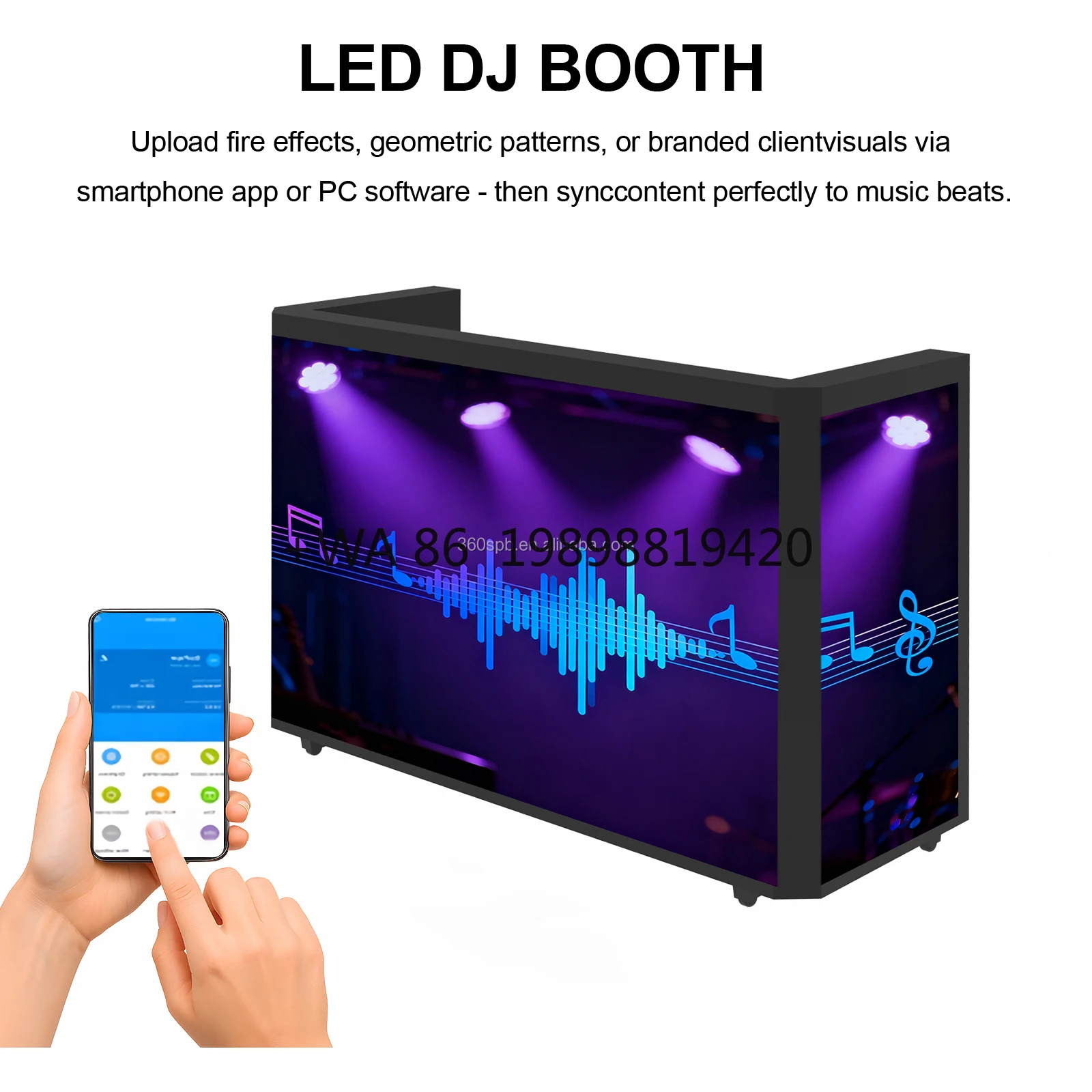 

Прочная напольная будка для диджеев, портативный дизайн, четкий видеостена, текст, 5-летняя гарантия, легкая синхронизация музыки в помещении, светодиод