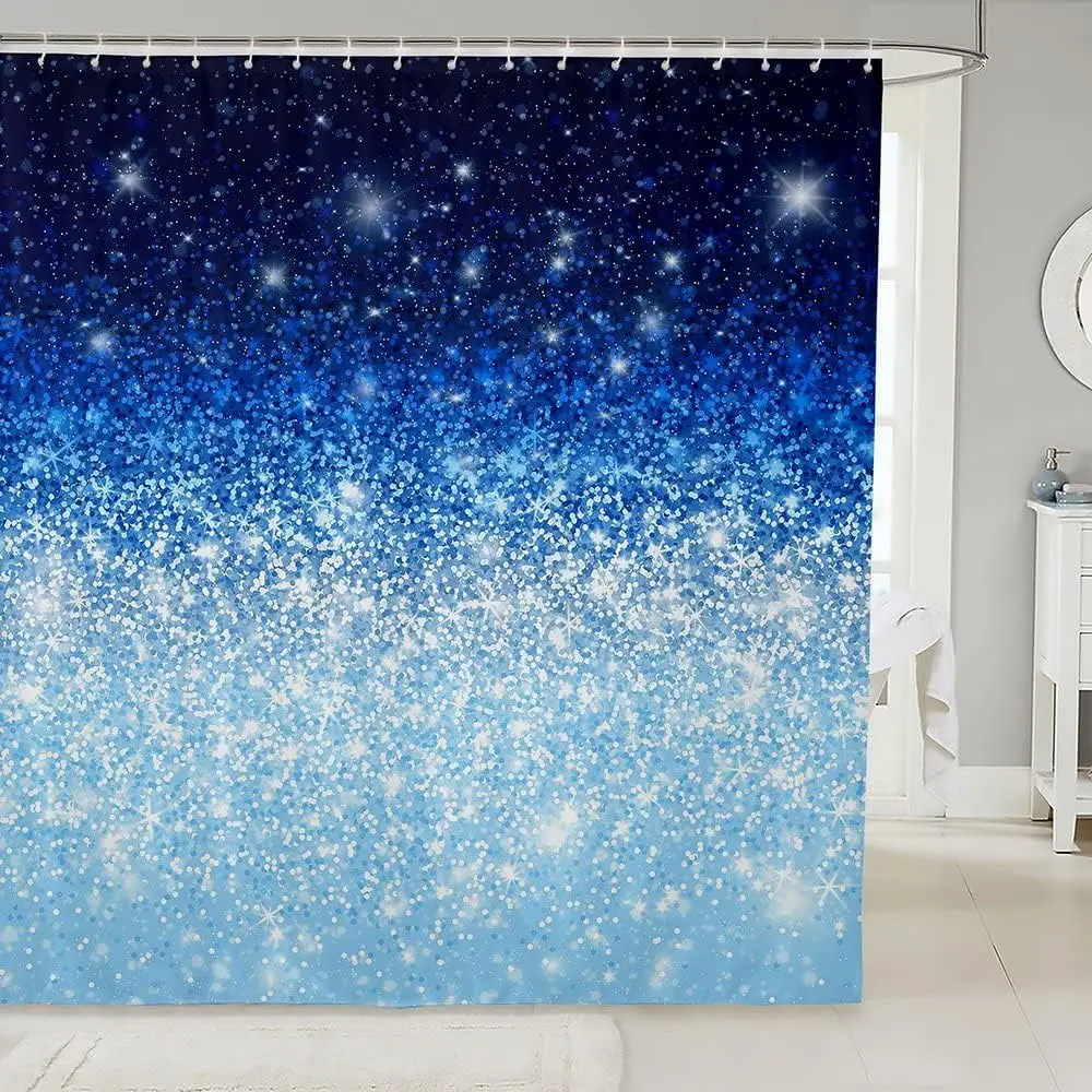 

Звездное небо, голубой градиент, занавеска для душа, космический космический дизайн, ночное небо, декор для ванны, водонепроницаемая ткань, аксессуары для дома