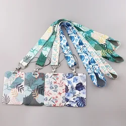 Green Plant Card Holder Case Student Badge Work Access Card ABS Plastic Lanyard Card Cover Bags for Women Girl