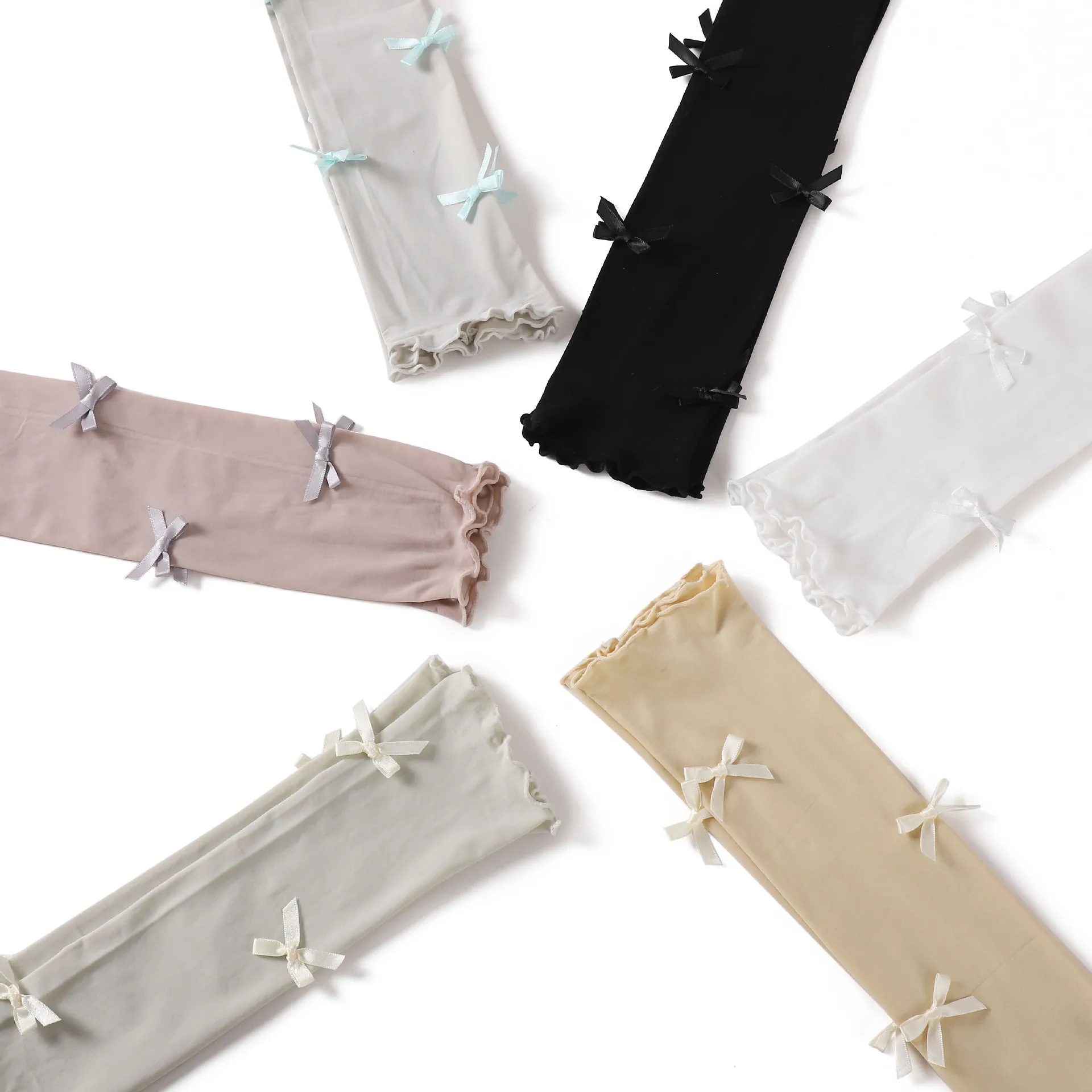 Bowknot الحرير الجليد أكمام أذرع تبريد الرياضة كم الشمس الأشعة فوق البنفسجية حماية النساء تشغيل الصيد ركوب الدراجات ملابس رياضية في الهواء الطلق ركوب غطاء للذراع