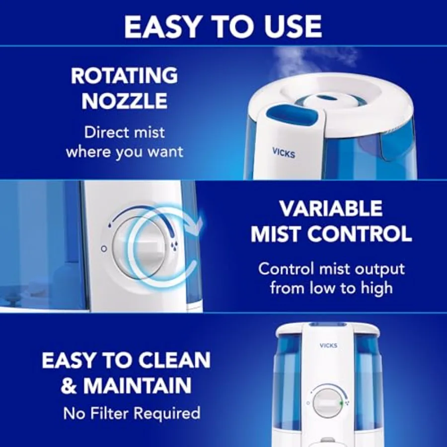 مرطب هواء CoolRelief للغرف الصغيرة والمتوسطة، مثالي للطفل والكبار، عملية هادئة بسعة 1.2 جالون #5