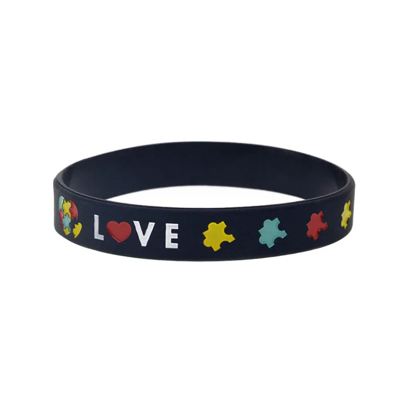 1 PC Autism Awareness Hope Love Silicone Wristband Adult Size Bracelets