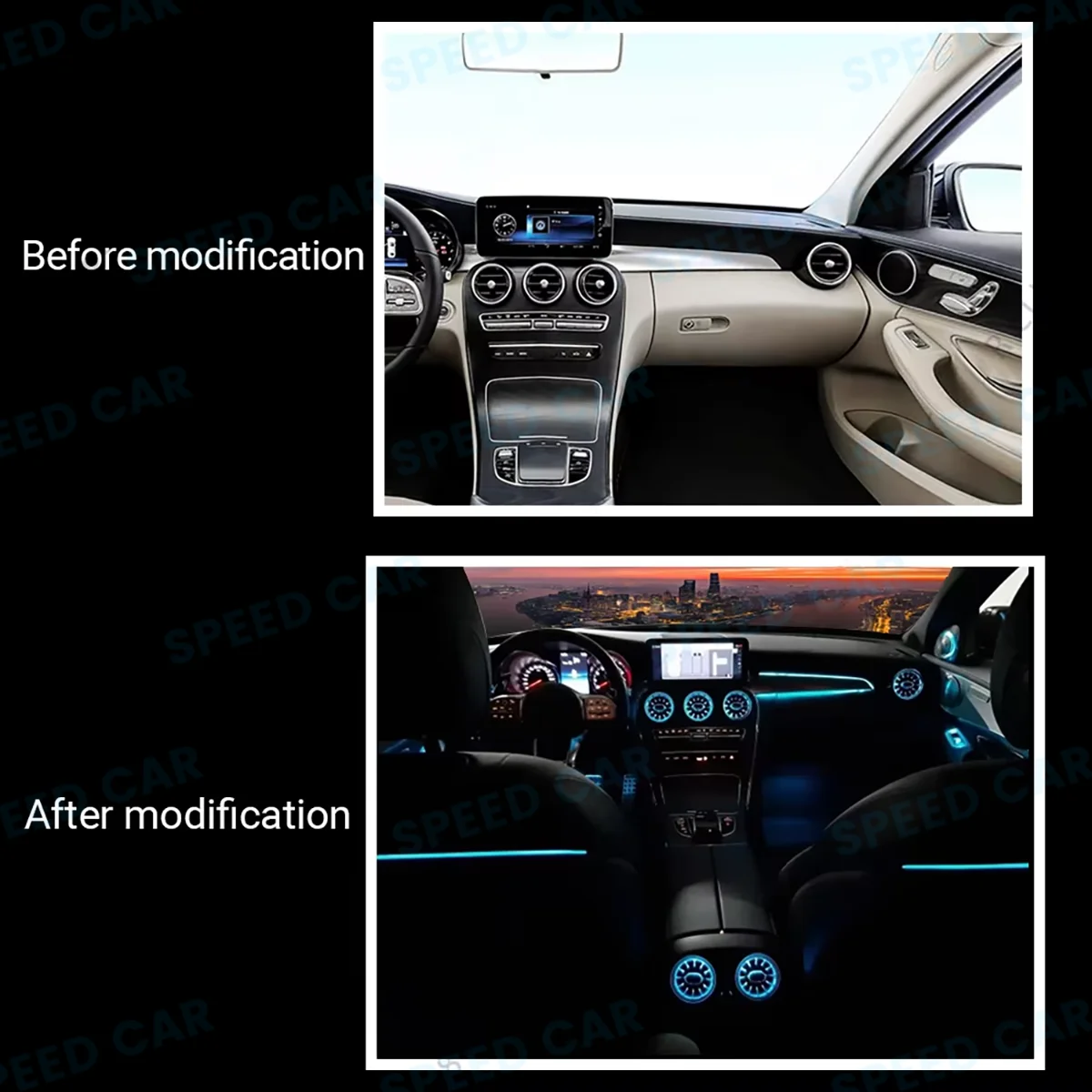 LED Ambient Light Vent 3D/4D Speaker for Benz C GLC Class Coupe W205 C43 C63 X253 - 3/12/64 Color Options Available