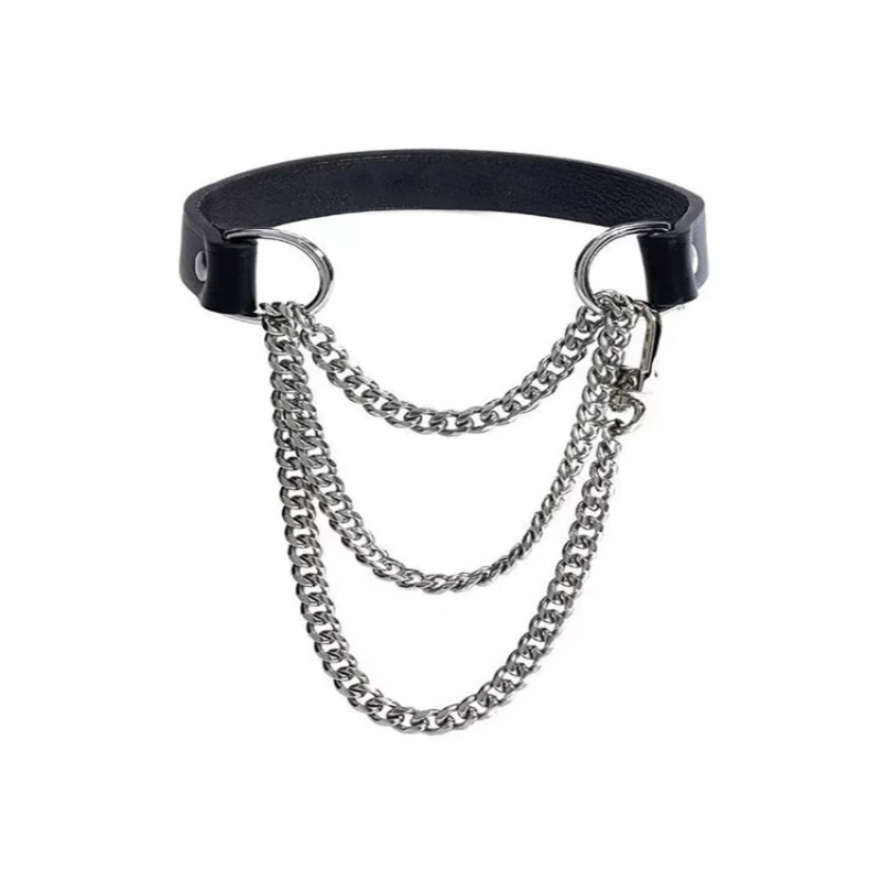 Collar leather necklace niche choker leash neck strap punk couple neck ring men and women