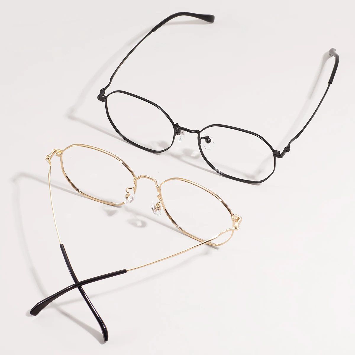 Stylish Large Men And Women Geometric Metal Frame And Titanium Temples Full Rim Square Glasses Frames For Prescription Lenses