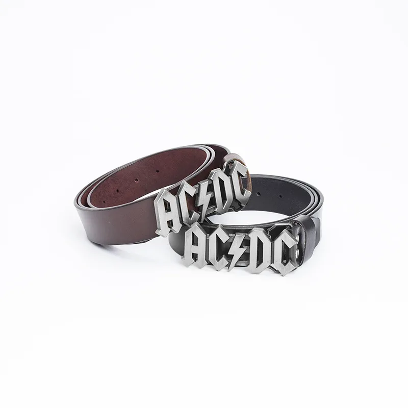 Trendy and Versatile Alloy ACDC Letter Belt for Both Men and Women Retro Casual and Personalized Western Denim Belt