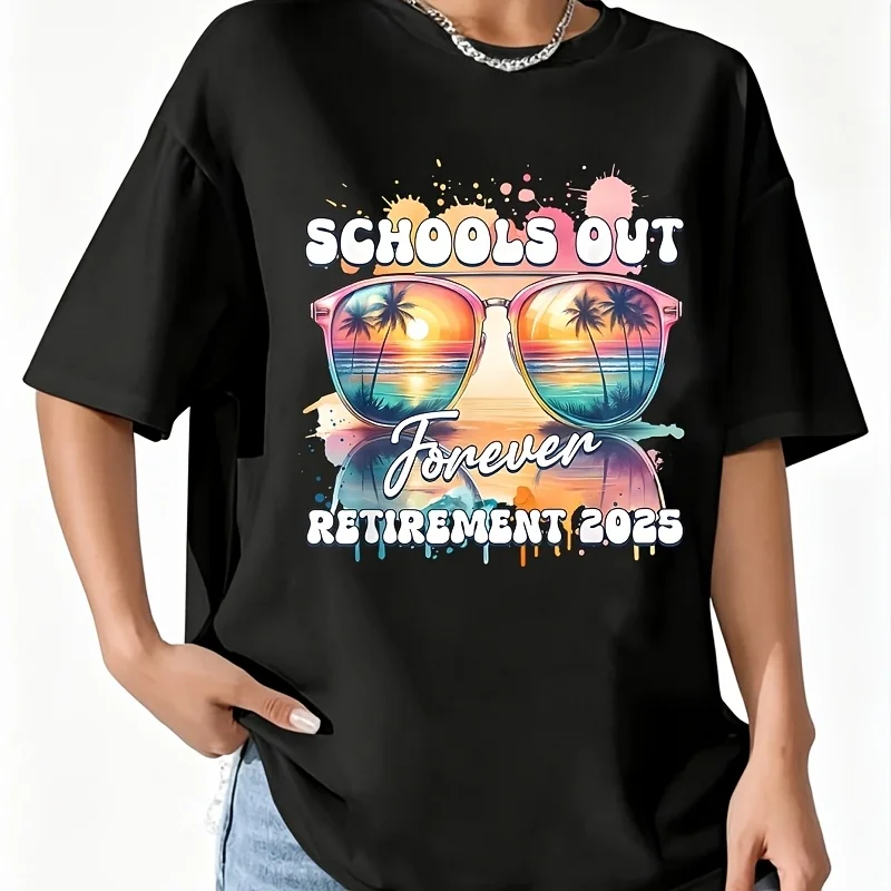 Shirt Retired Teacher Women's T-Shirt 100% Cotton Fun Print Short Sleeve Top Casual Round Neck Tee S-5Xl