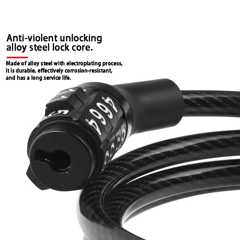 

4-Digit Password Bike Lock Anti-Theft Password Steel Reinforced Cable Lock Advanced Lock Core Perfect for Bicycles